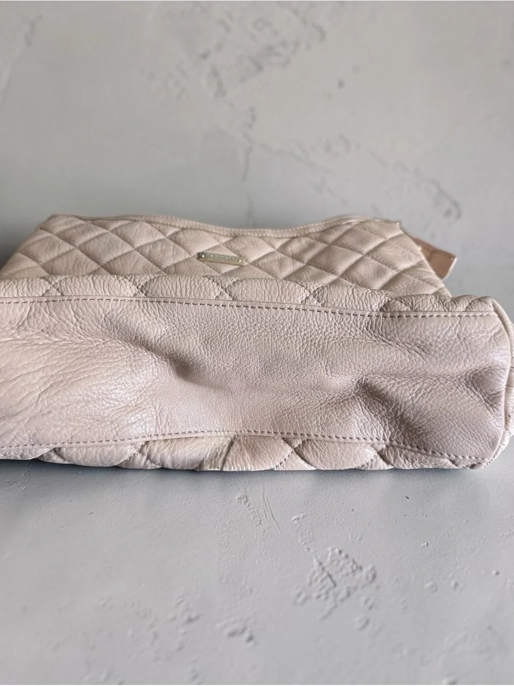 Kate Spade Beige Quilted Leather Chain Shoulder Hobo Bag